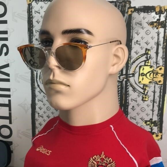 New Authentic Gucci GG1048S 004 Brown and Clear Men's Sunglasses